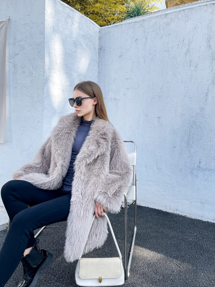 Mid-length fur imitation coat