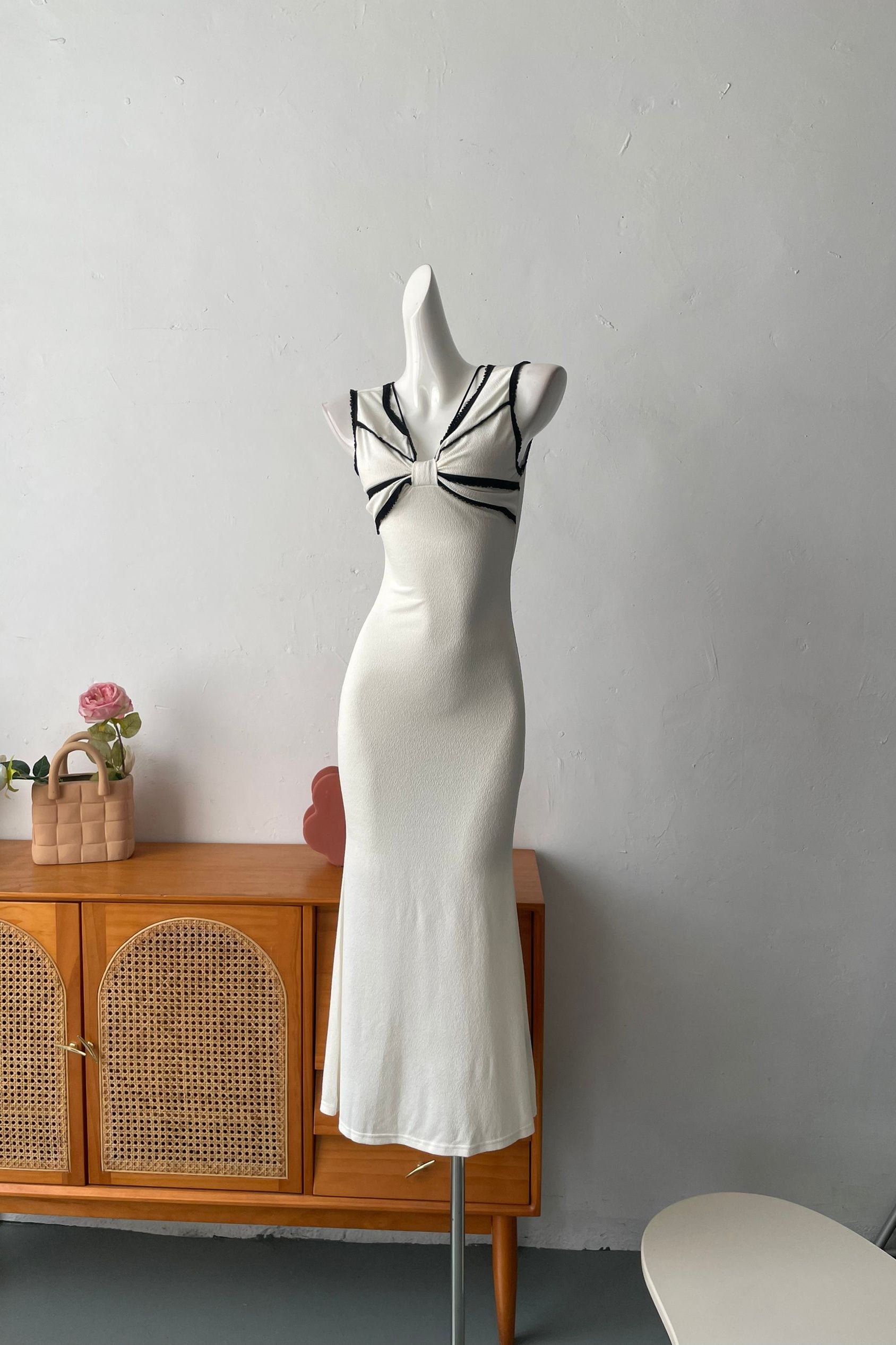 white butterfly design midi dress