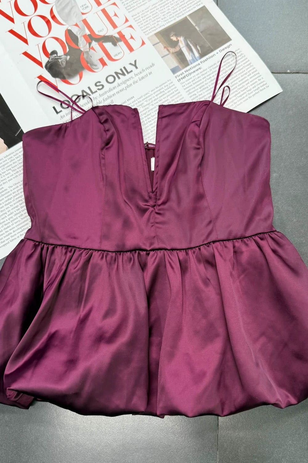 purple satin bandeau flower bud small top