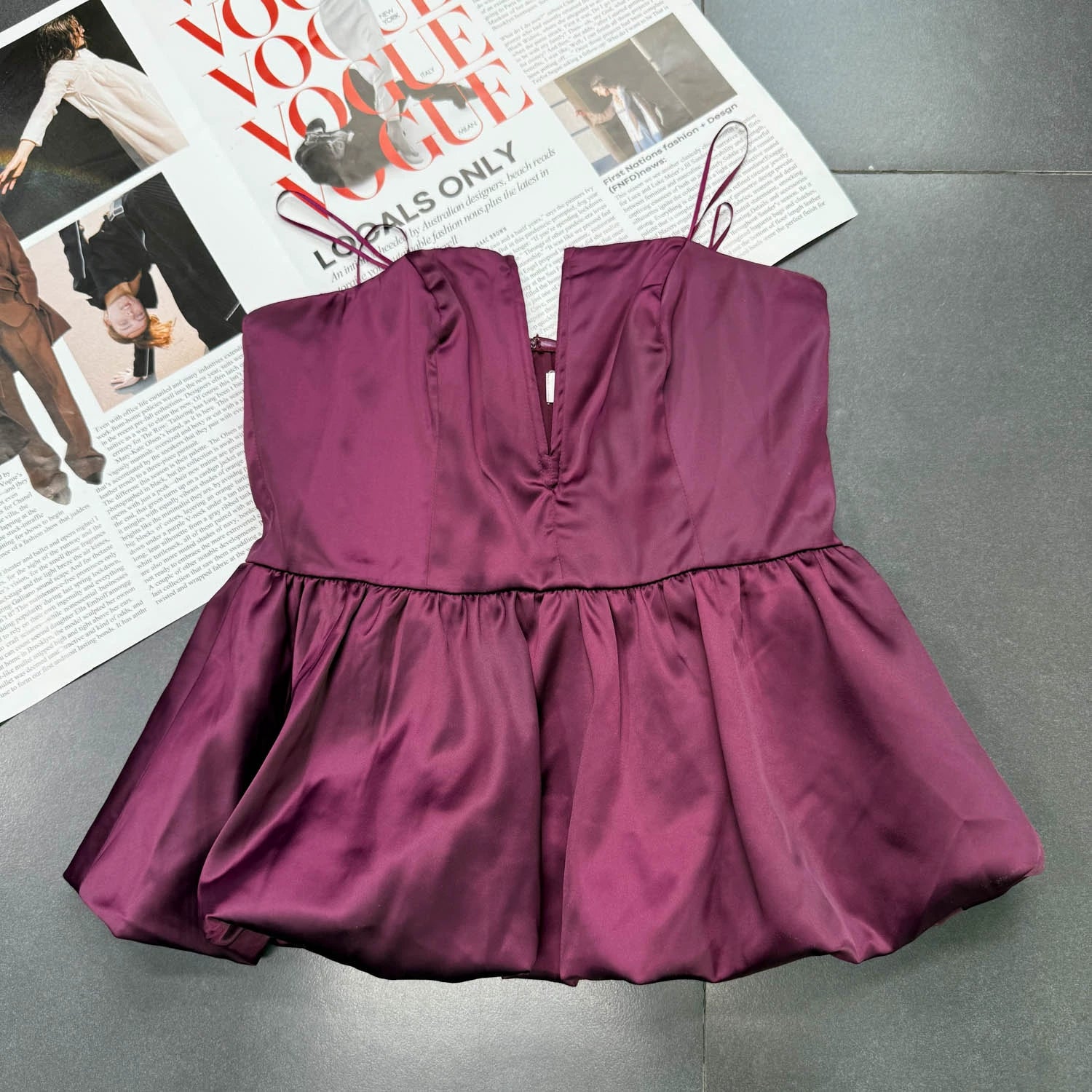 purple satin bandeau flower bud small top