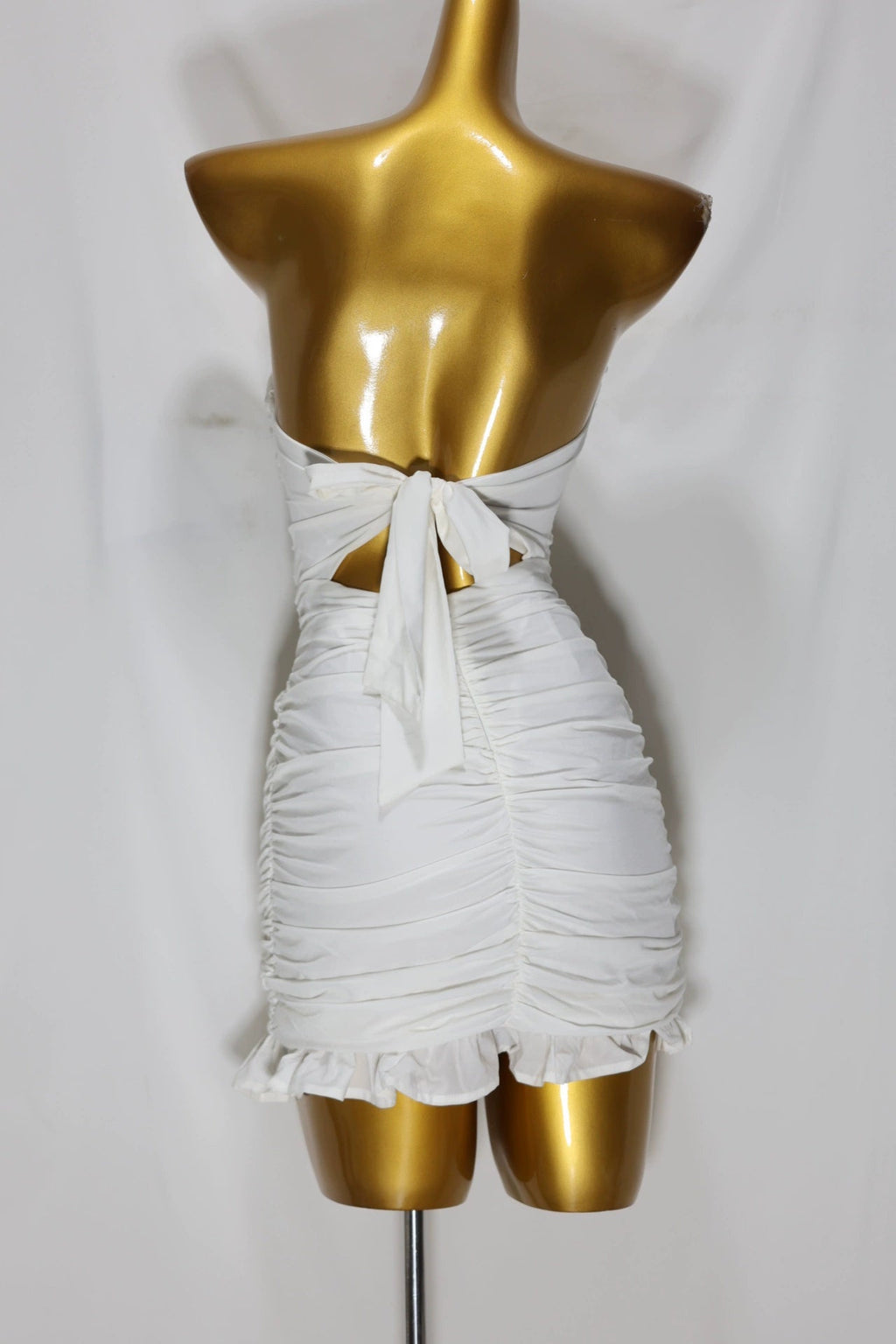 white strapless mini dress