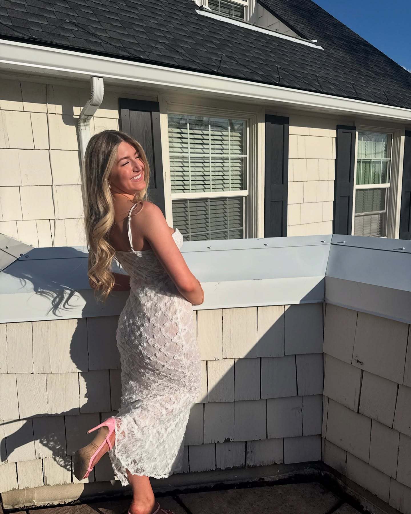 Strapless slip maxi dress with lace trim