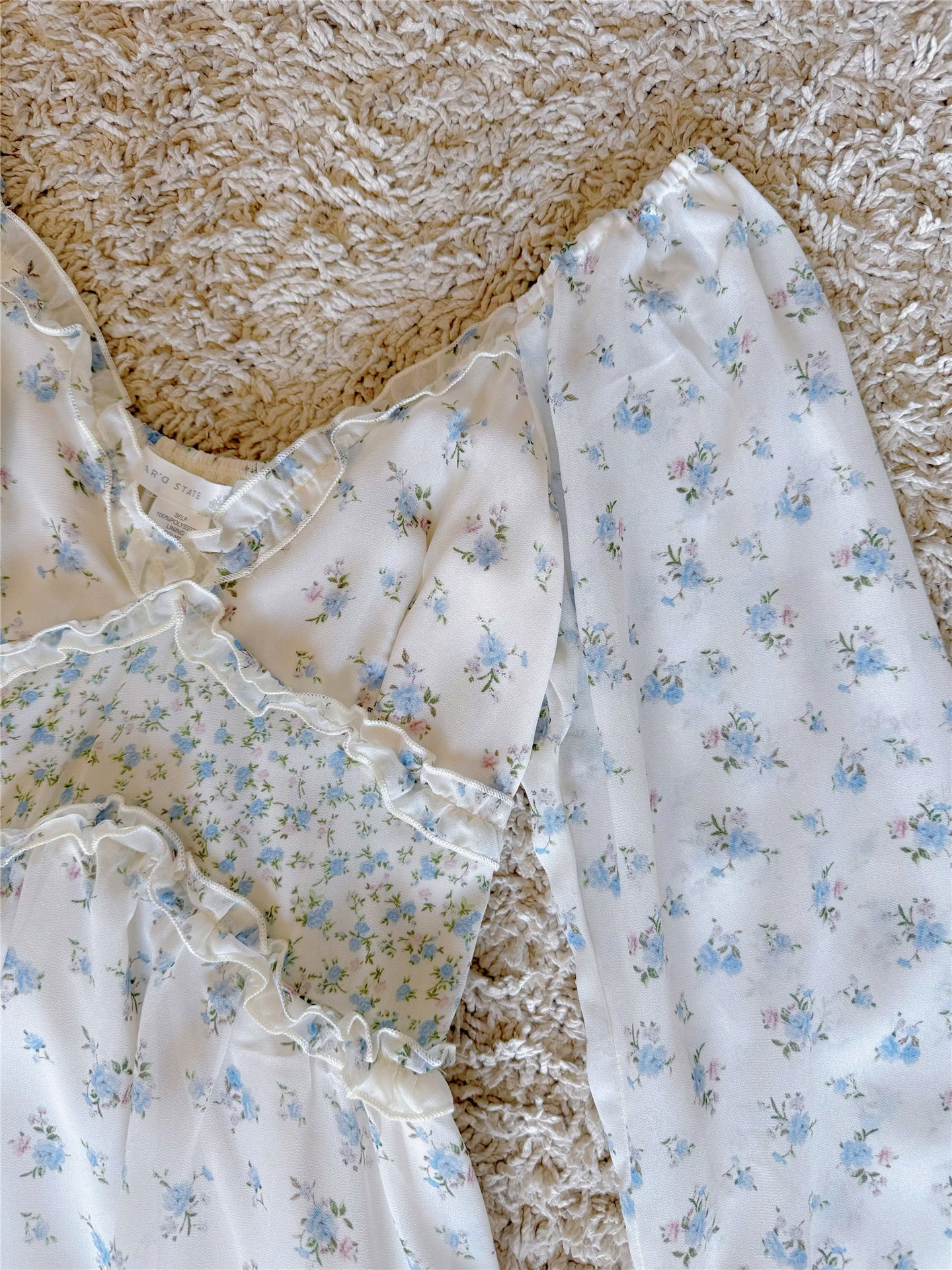 vintage floral fungus lace V-neck long sleeve dress