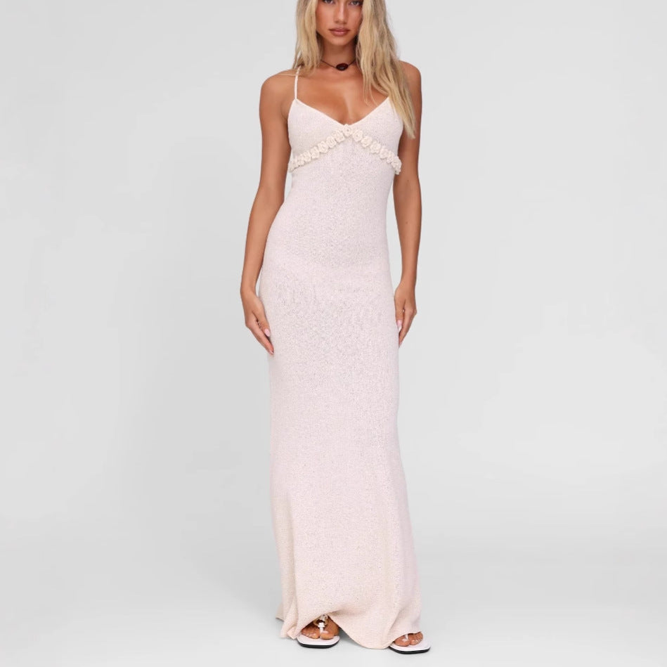 bertha white Spaghetti strap bodycon maxi dress