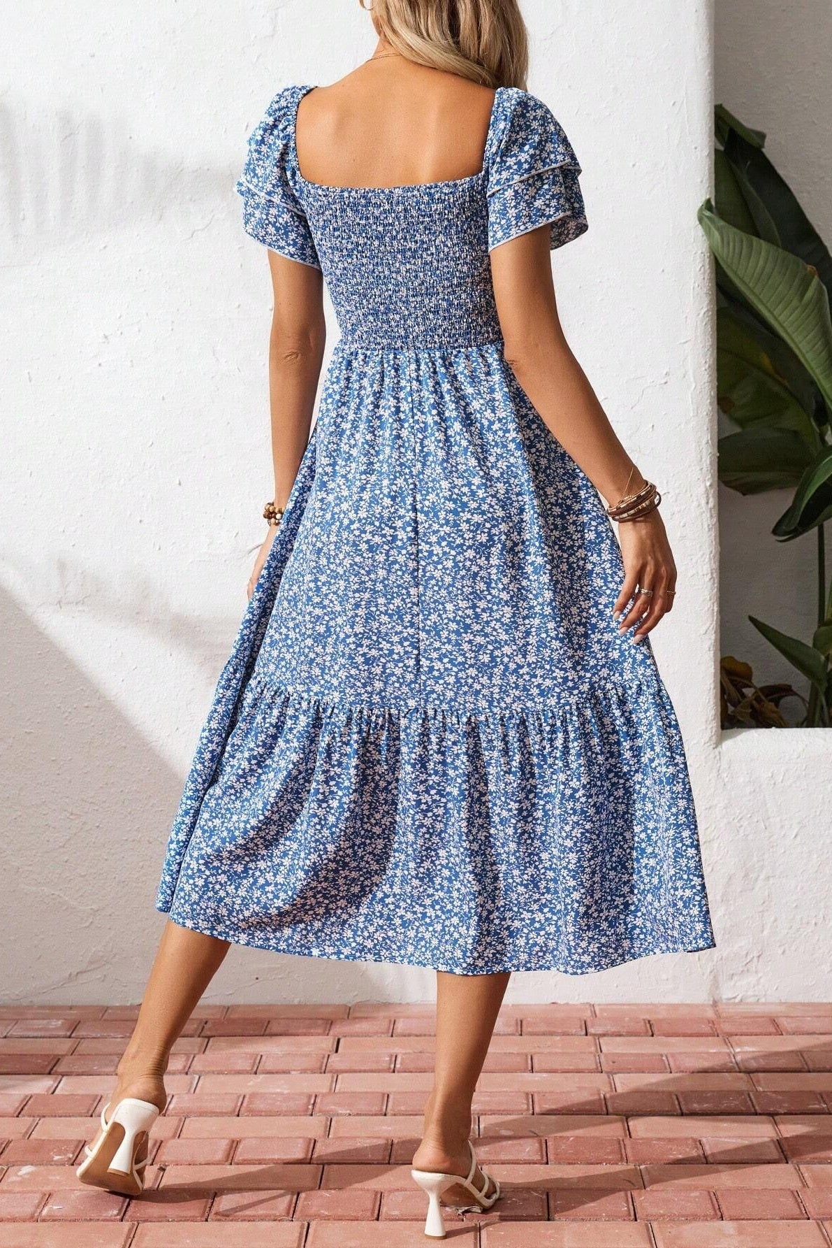 crystal blue Floral maxi dress