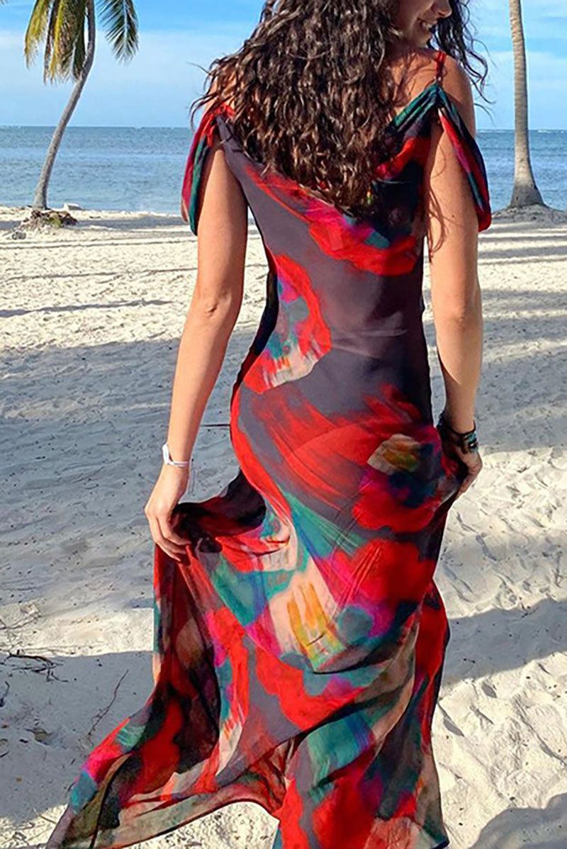 One shoulder Printed Maxi Dress