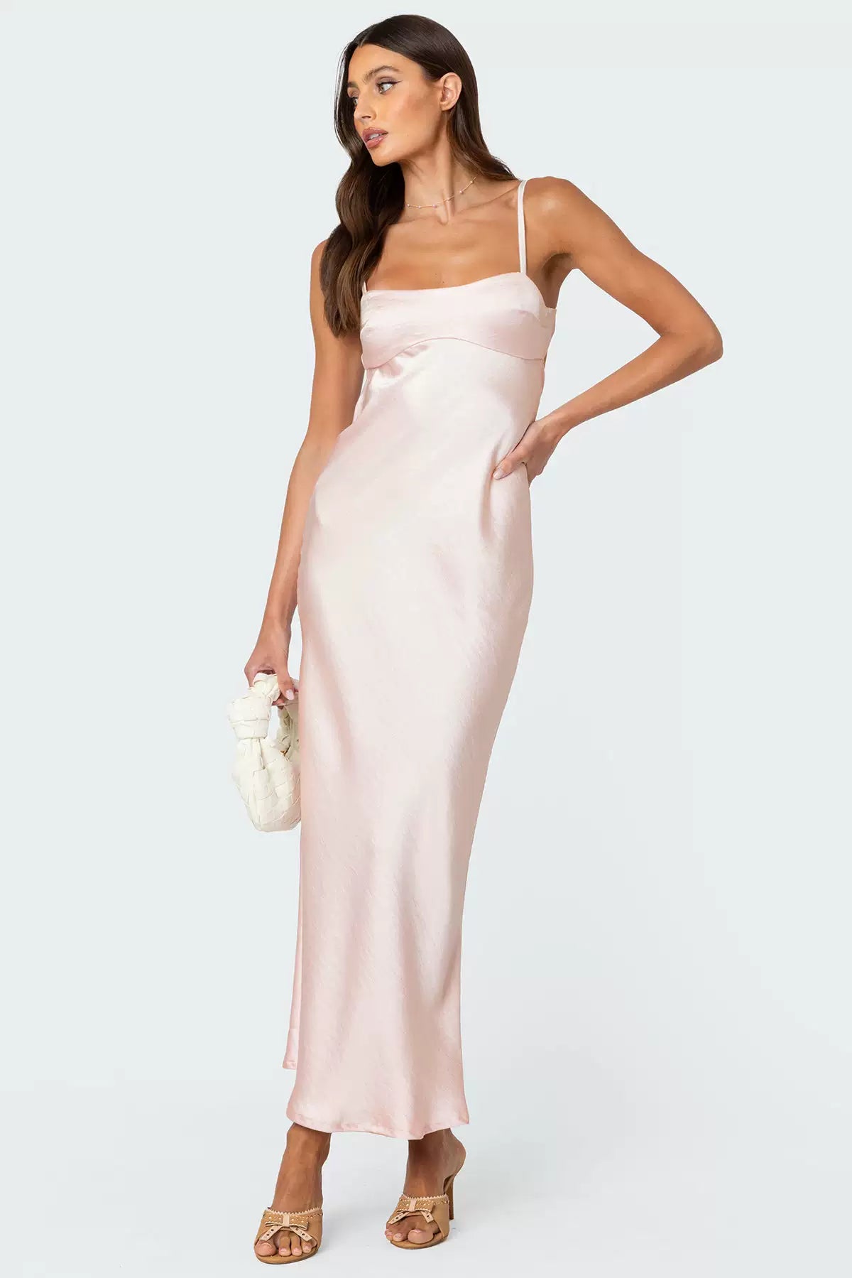 pink backless maxi dress
