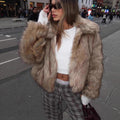 warm imitation fur jacket in Light yellow
