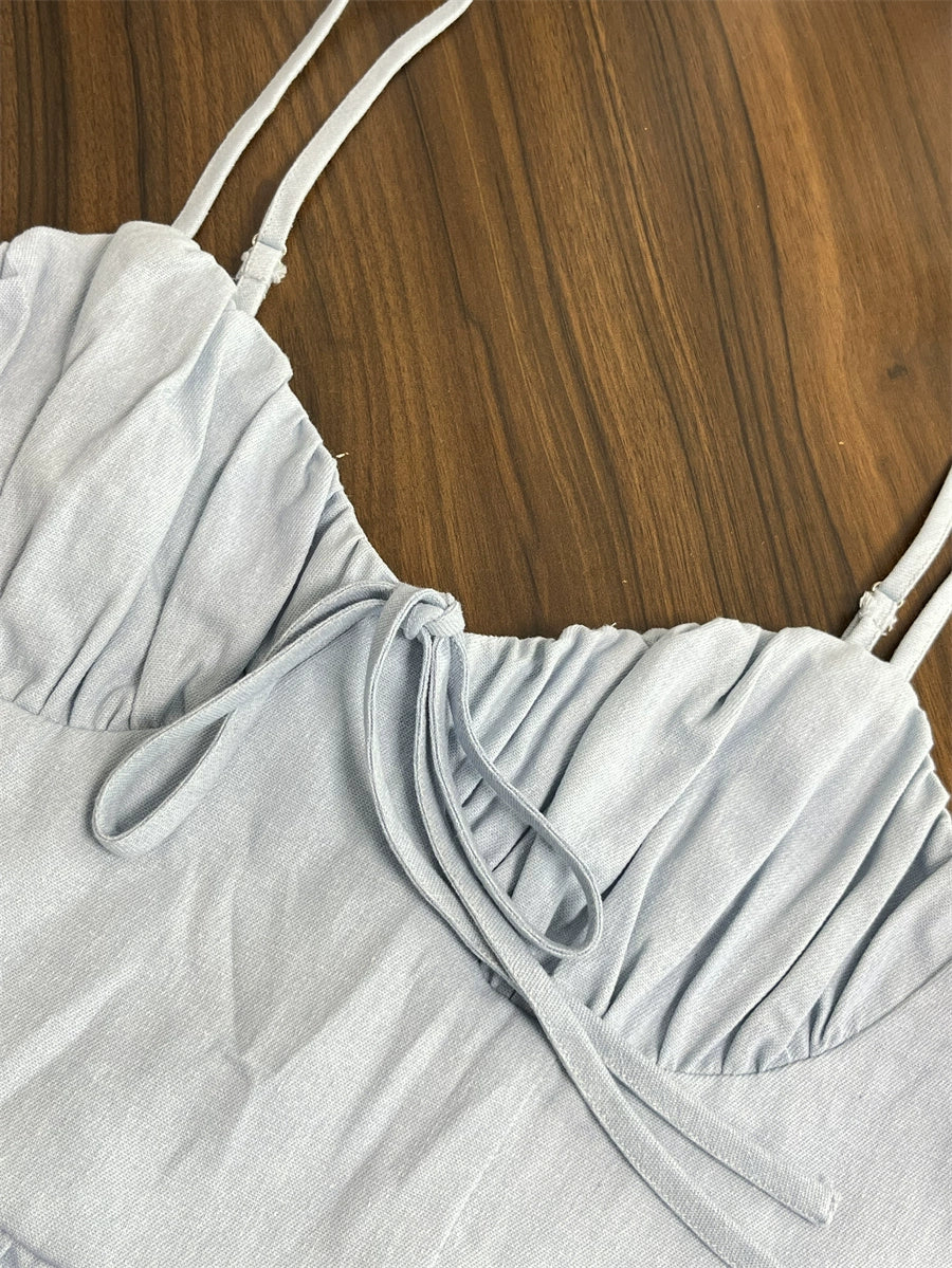 light blue slim slip dress
