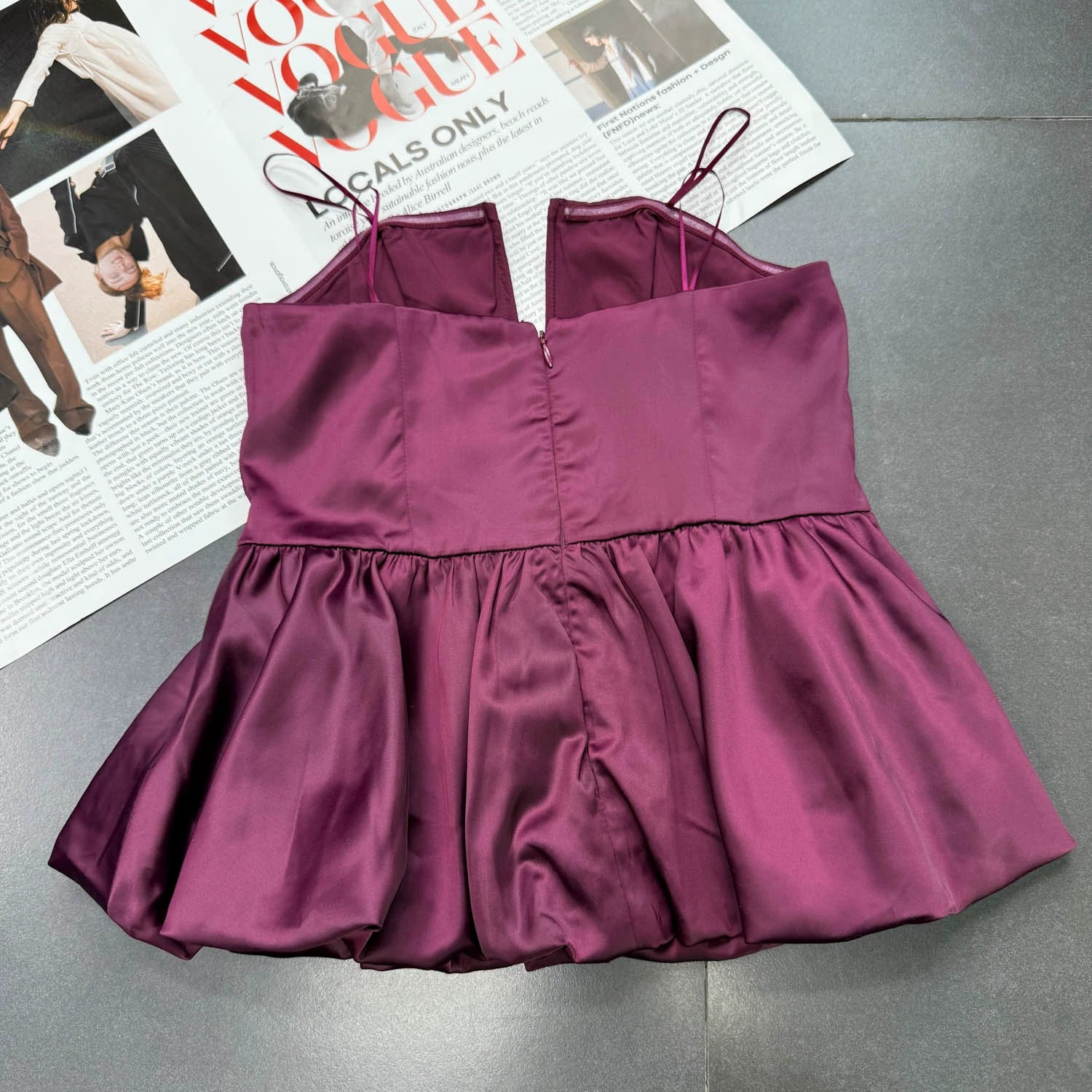 purple satin bandeau flower bud small top