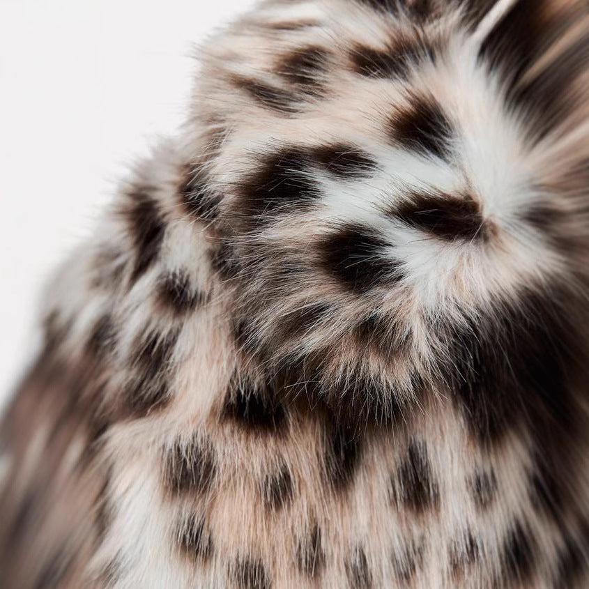 Leopard print faux fur coat