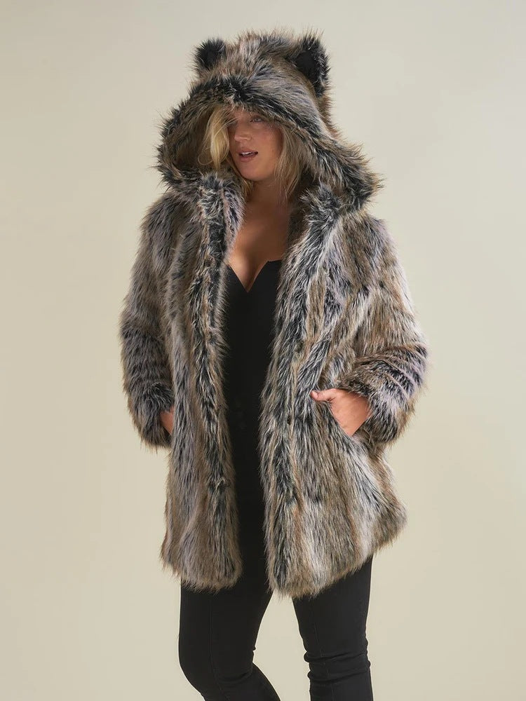 faux fox fur coats with cartoon rabbit ears