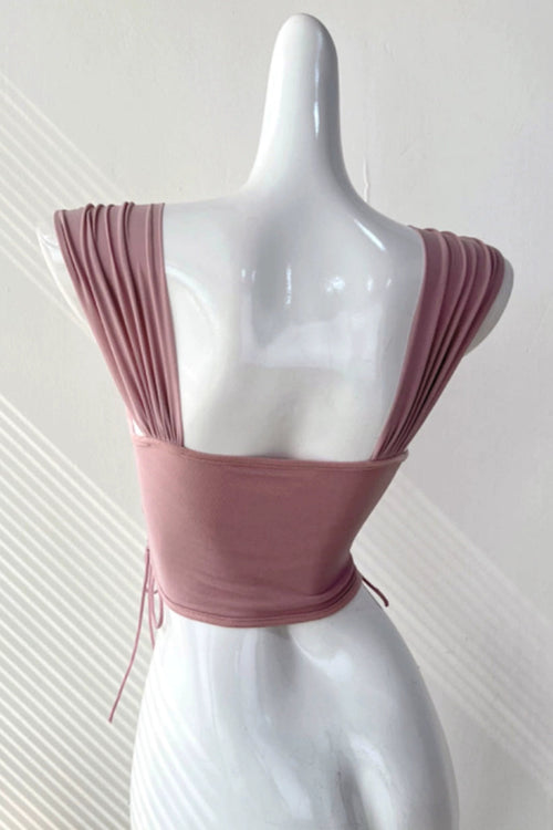 floral strappy mesh vest bandeau short top