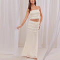 Lace-trimmed camisole top and skirt two-piece set
