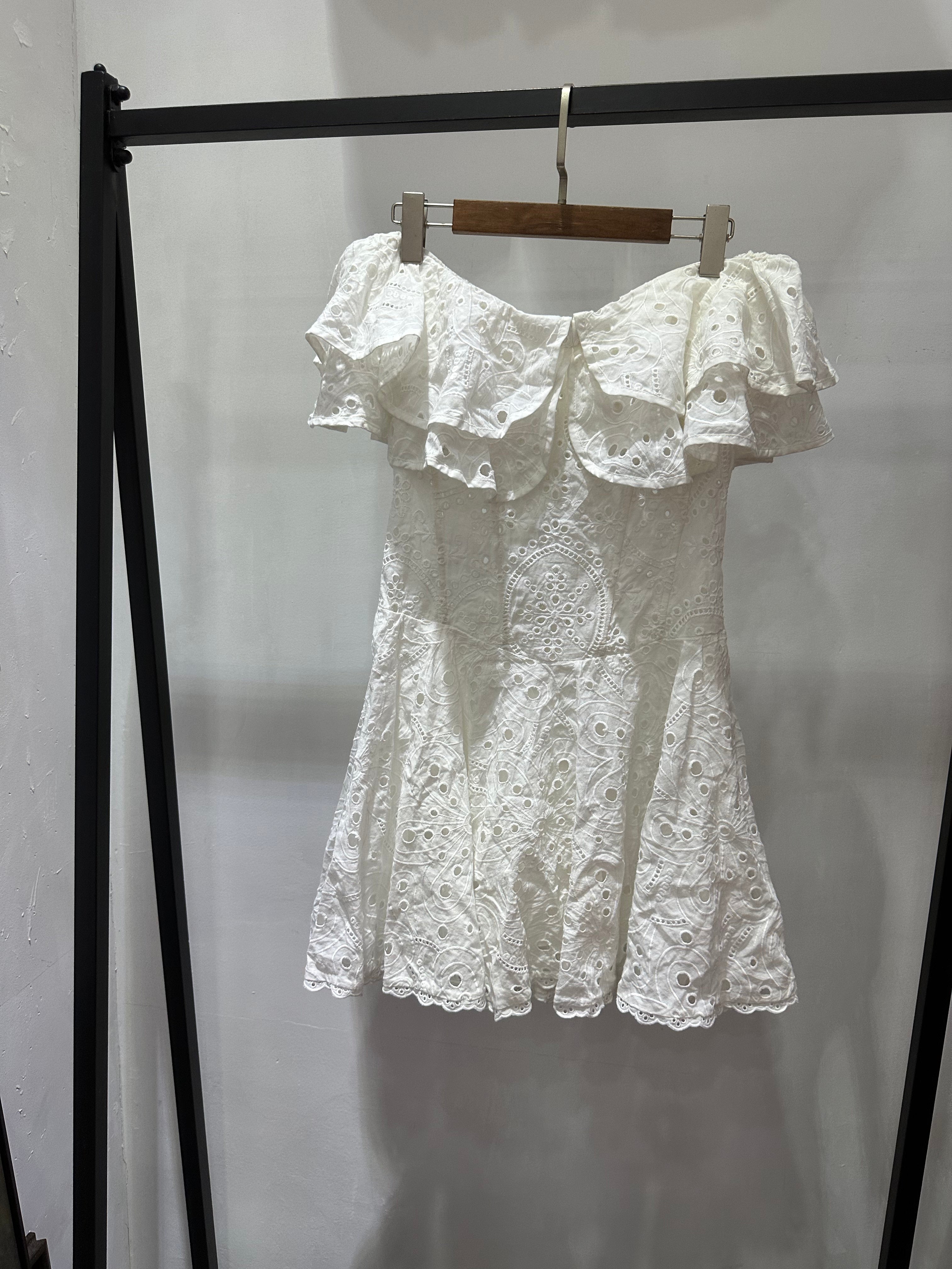 White cut-out one-shoulder midi dress