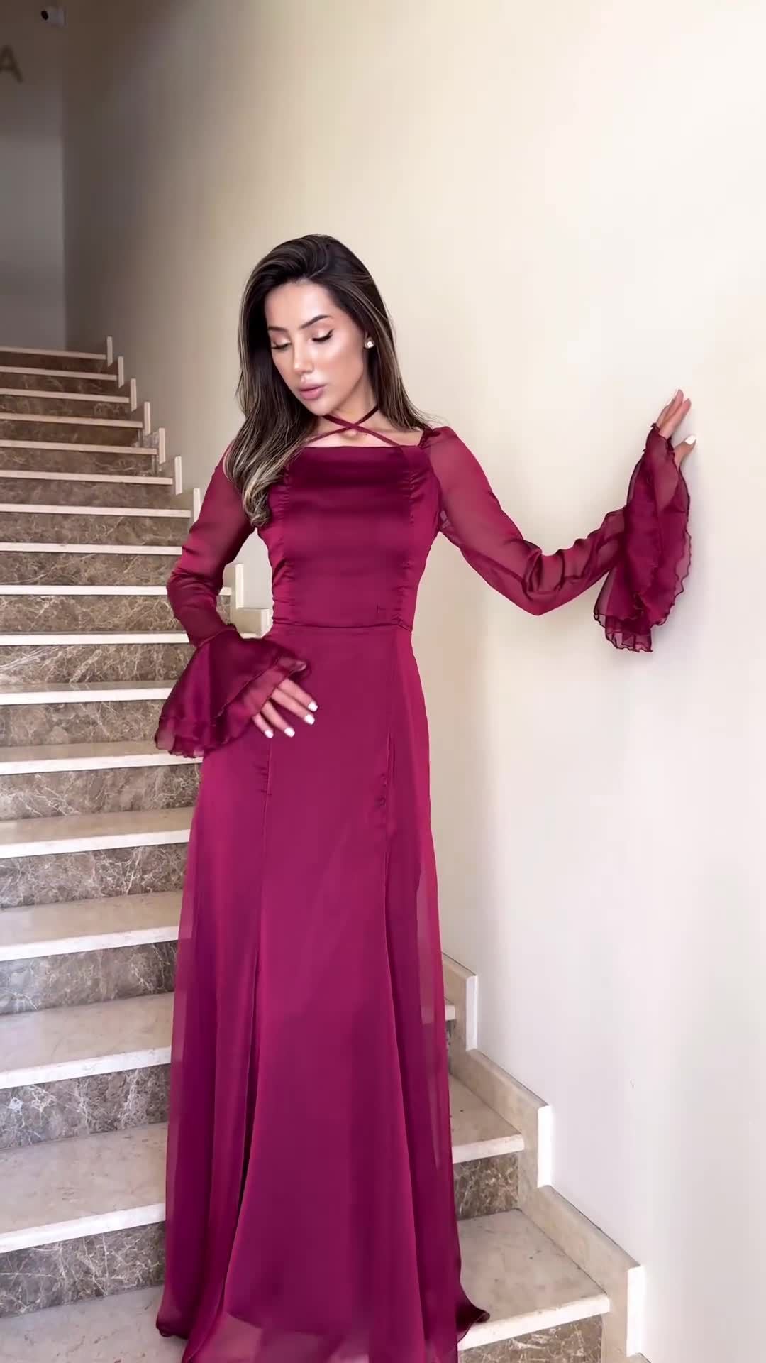 Chiffon Gentle Ruffles Flowing Strappy maxi Dress