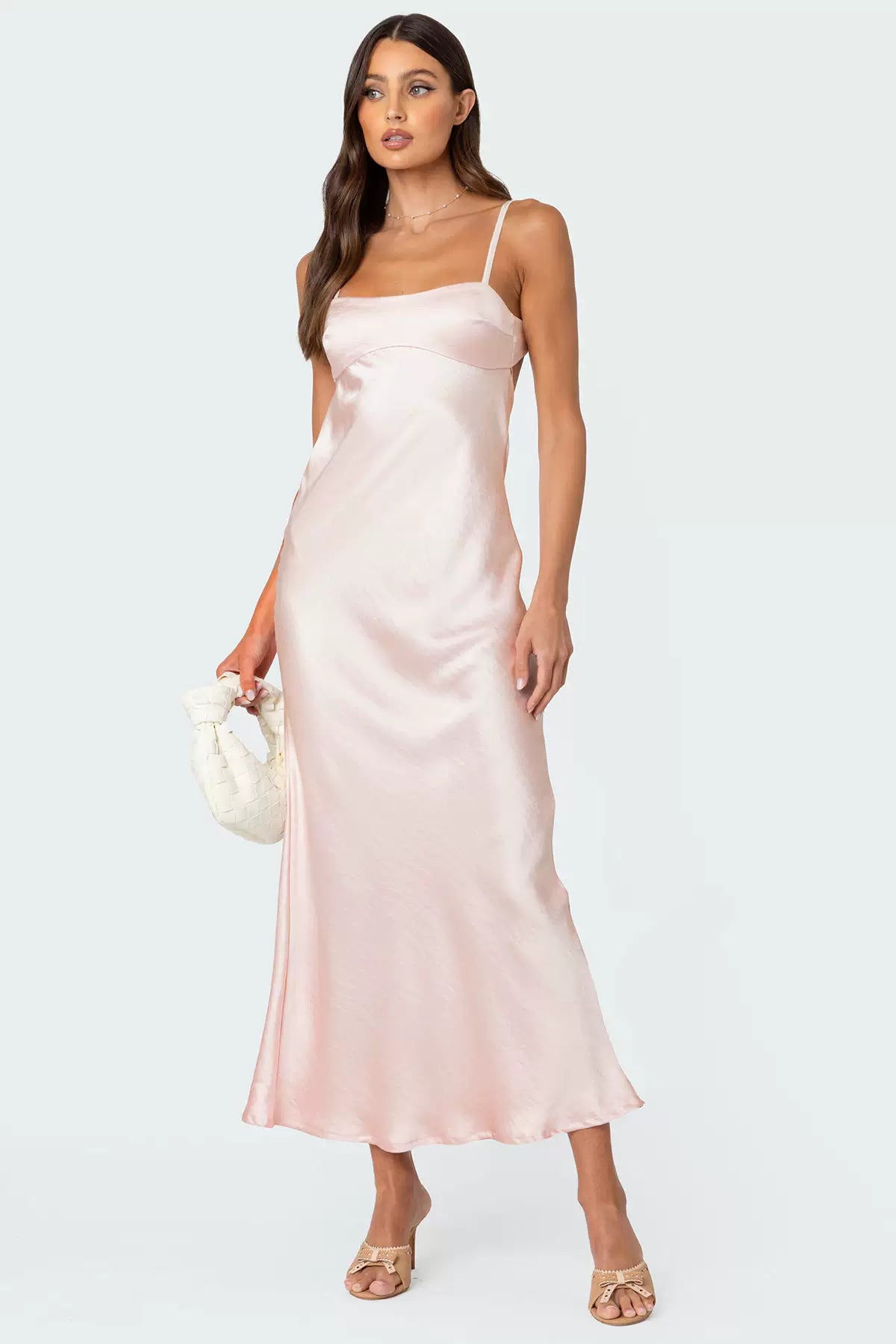 pink backless maxi dress