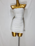 white strapless mini dress