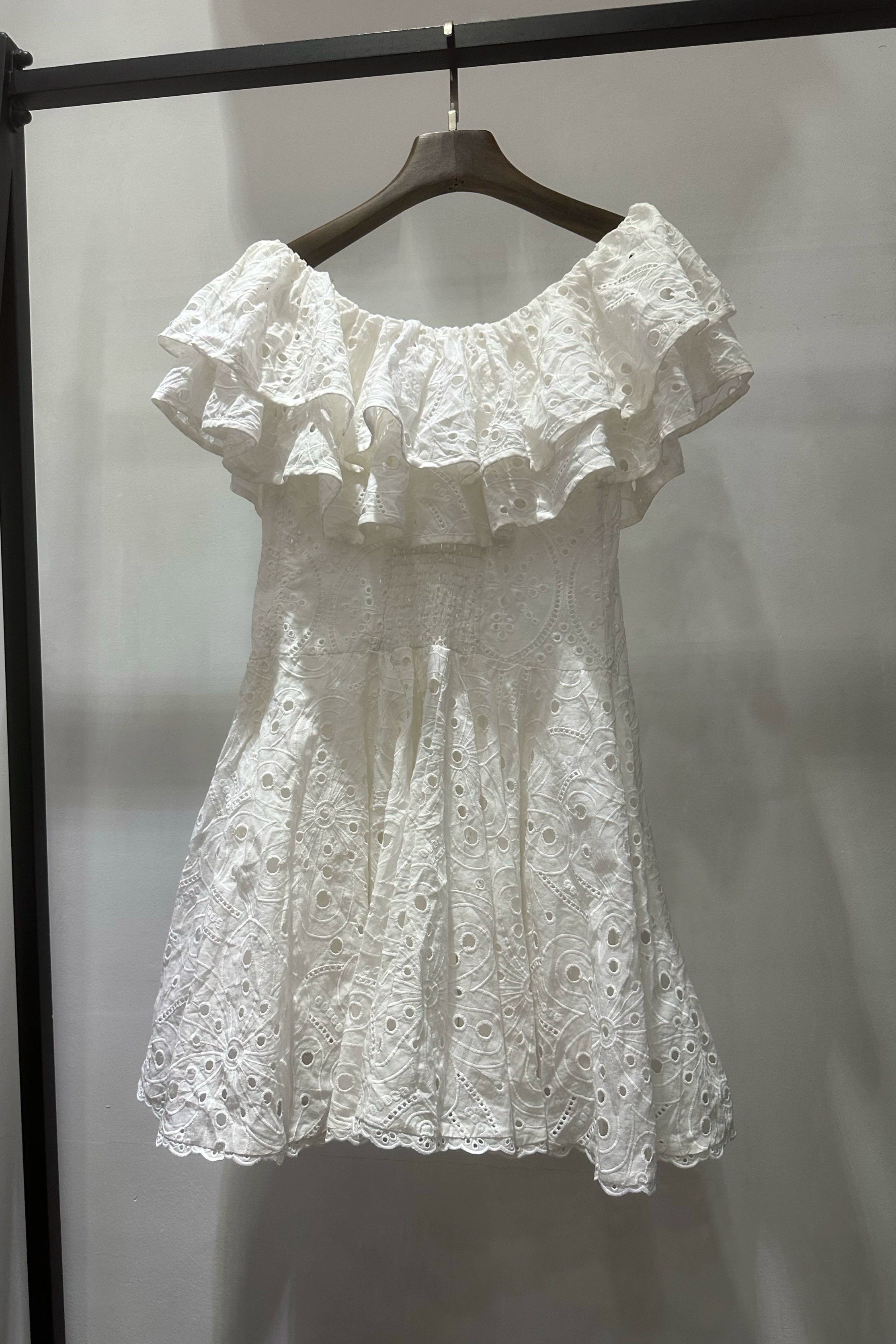 White cut-out one-shoulder midi dress