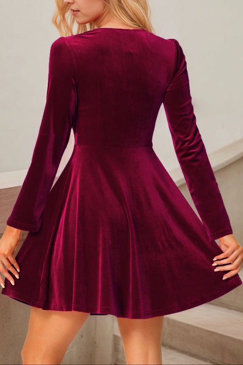 evelyn Burgundy velvet mini dress