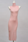 high-neck sleeveless knitted dress