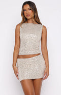 Sleeveless sequined bodycon two-piece set