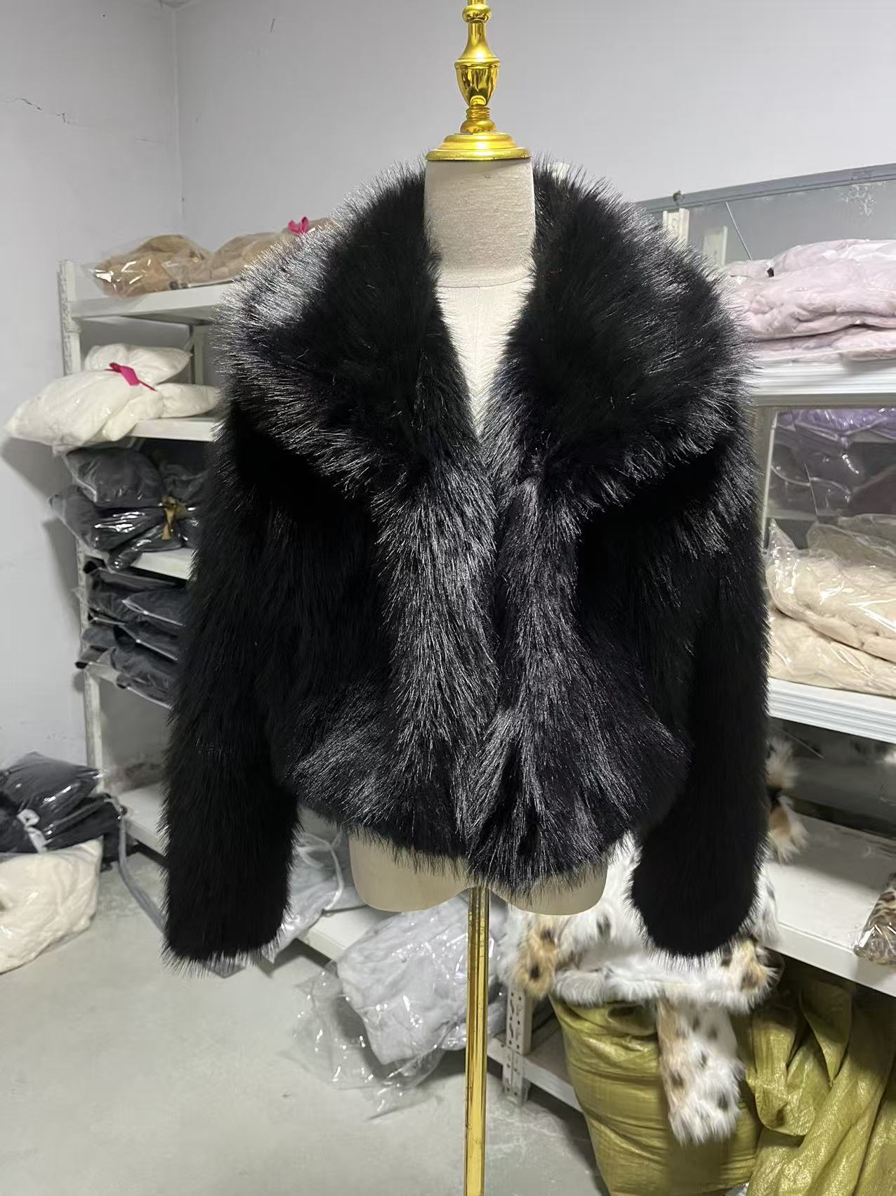 loose lapel fur plus size imitation fox fur coat