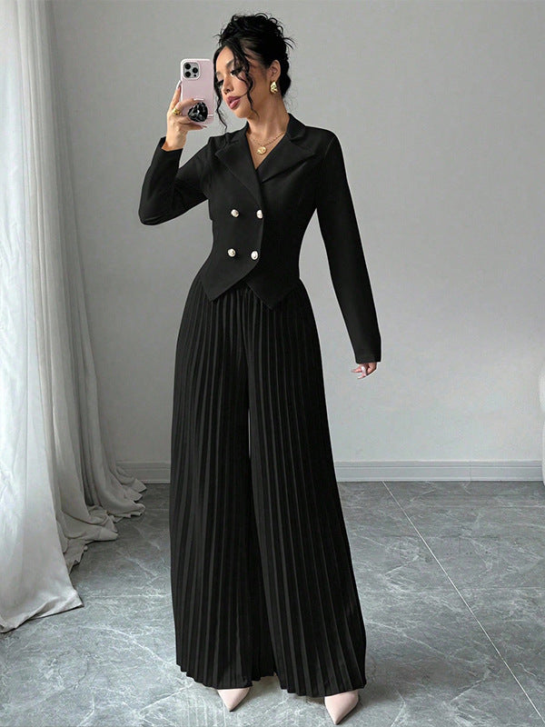 black long-sleeved suit