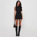 sleeveless slim mini dress in black