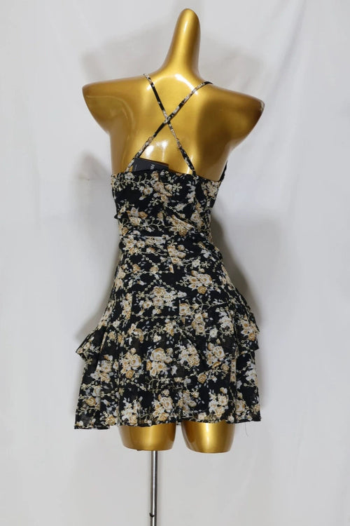 Embroidered Suspender Mini Dress - Boho Floral Party Dress