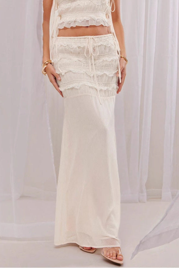 white lace two-piece set