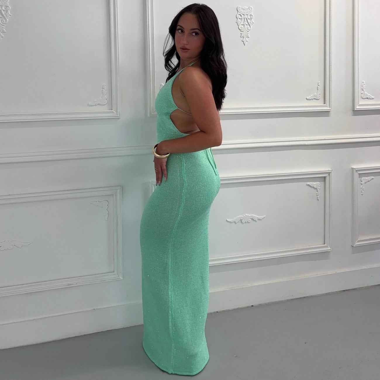 Floral Slip maxi Dress in mint