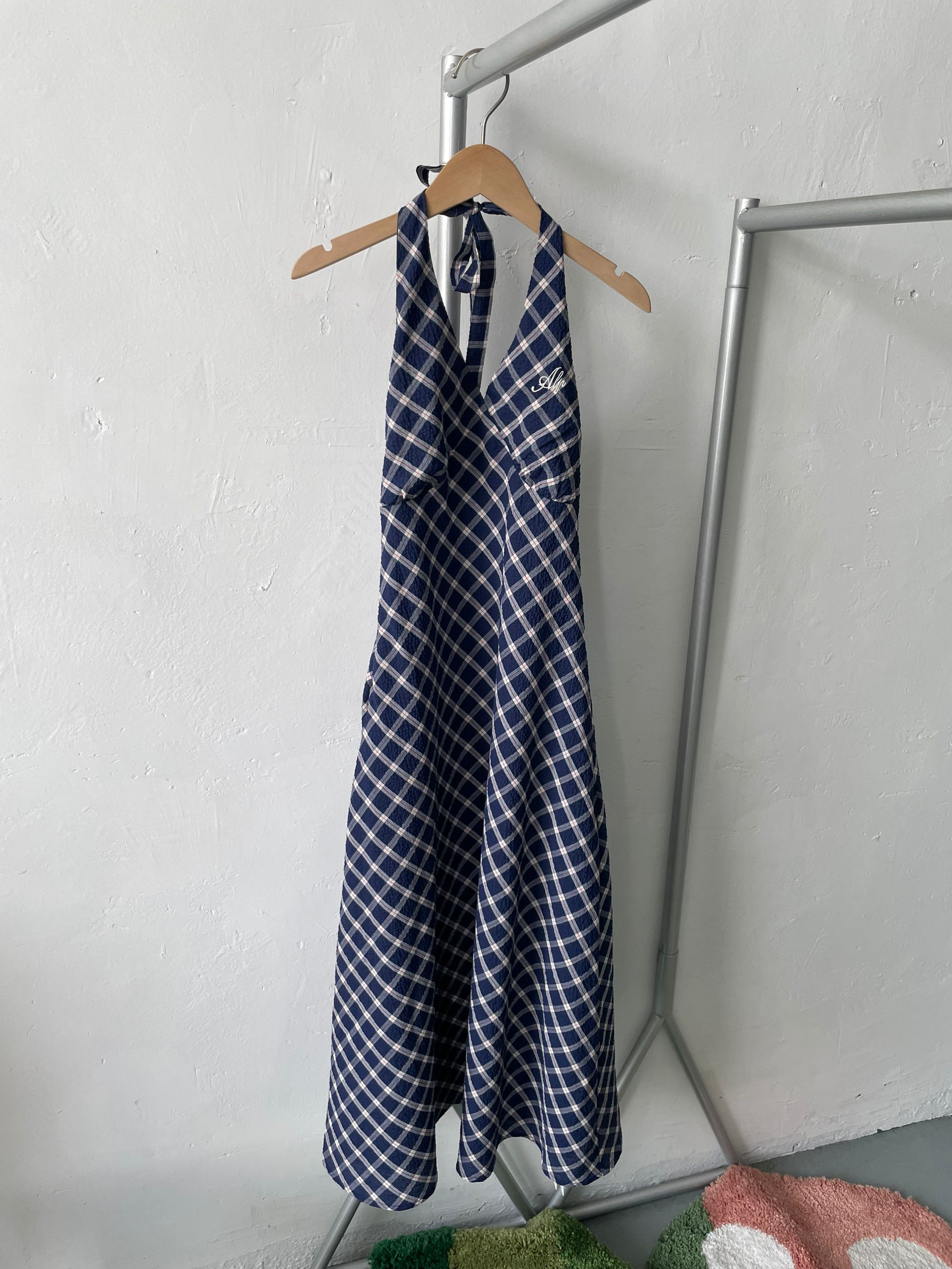 halterneck retro plaid dress
