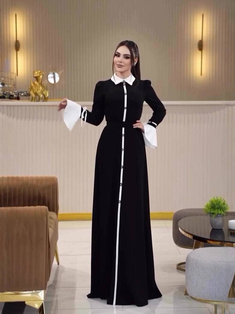 carlin long-sleeved long skirt waist dress