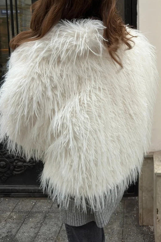 michaelia fur lapel jacket in white