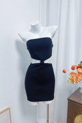 black knitted bandeau waistless dress