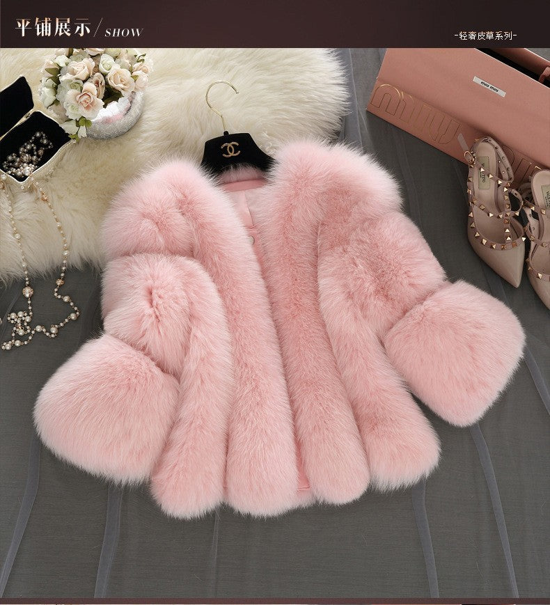 long-sleeved thickened imitation fur coat