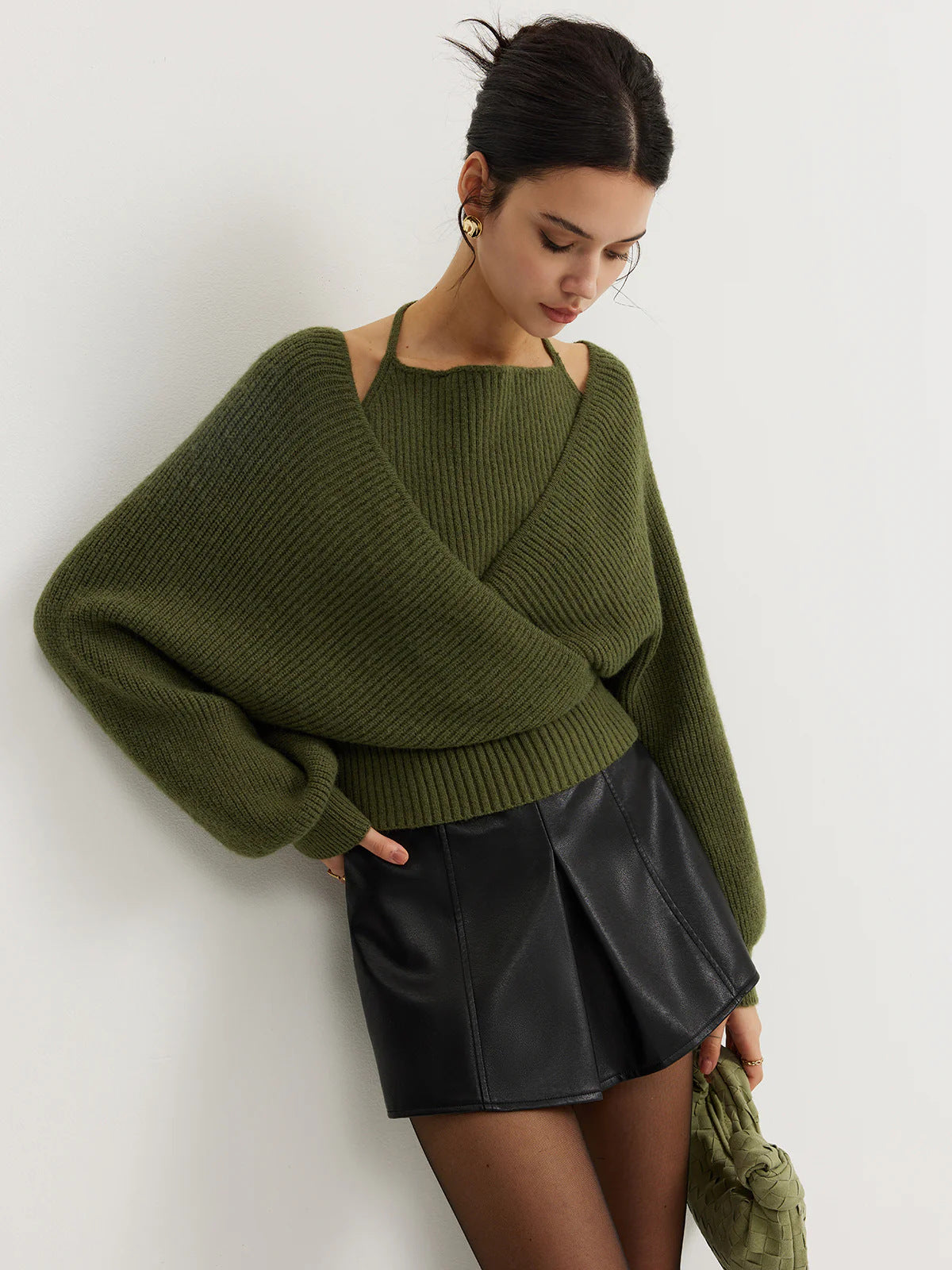 V-neck fake Shirt collar knitted sweaters