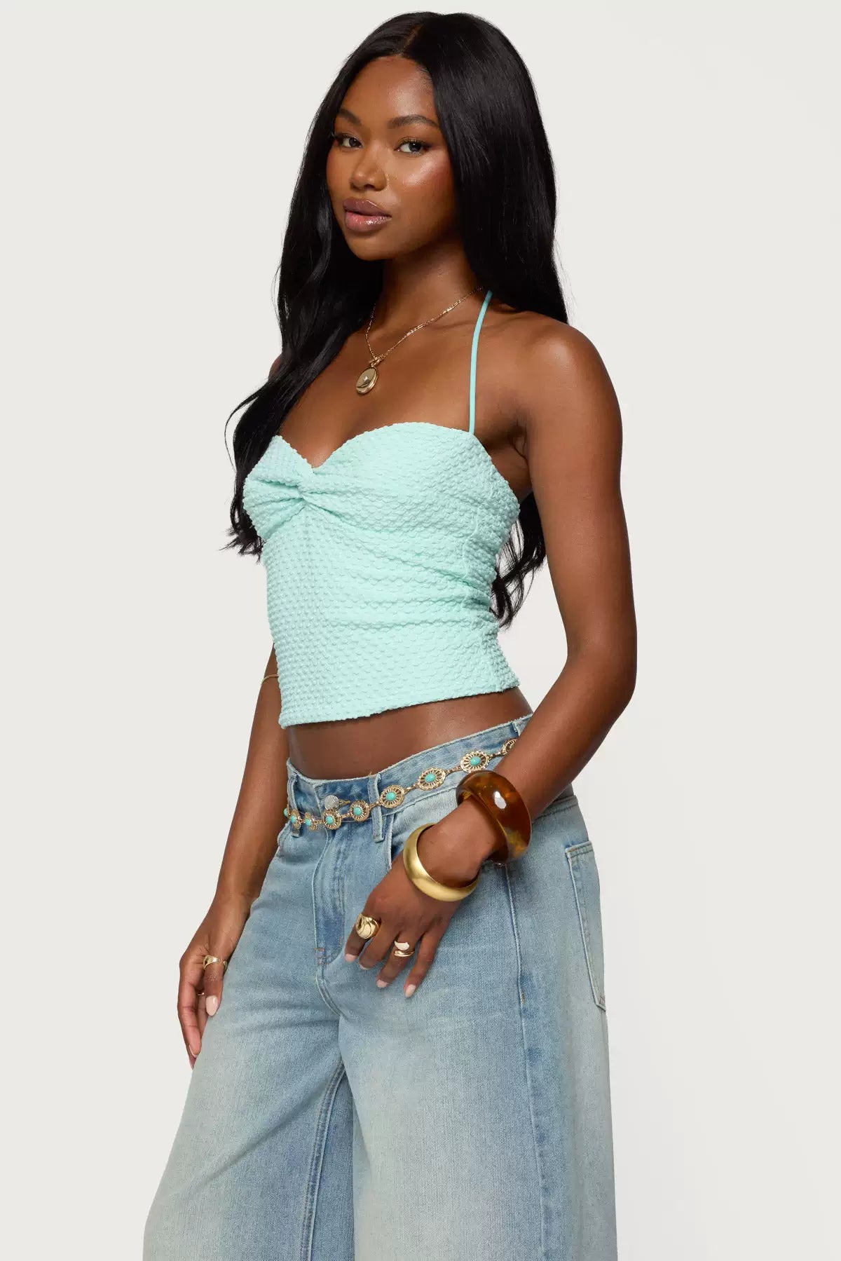 green camisole top