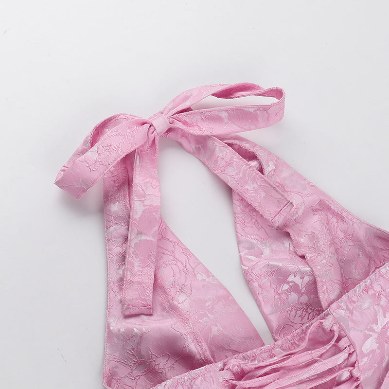 Deep V-neck Short Floral Homecoming Dress