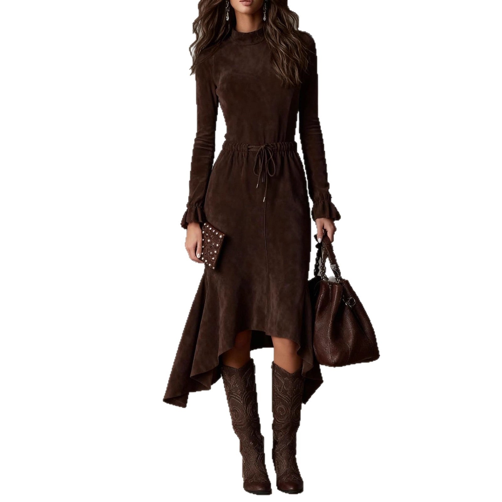 Double-sided cashmere midi dress