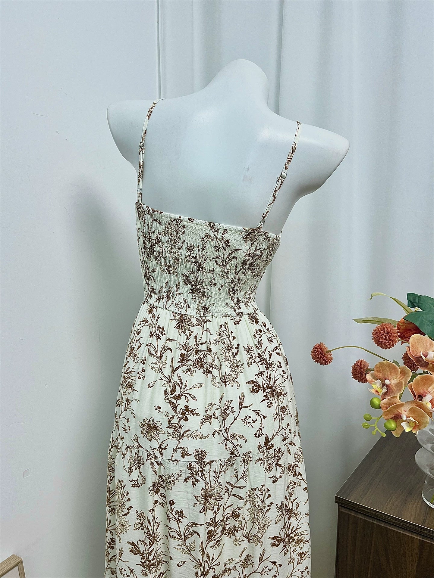 floral chest tie back hugging dress