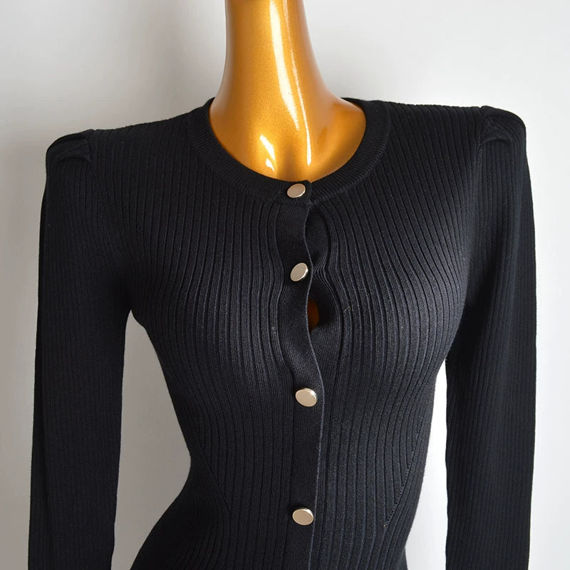 long-sleeved pullover knitted dress