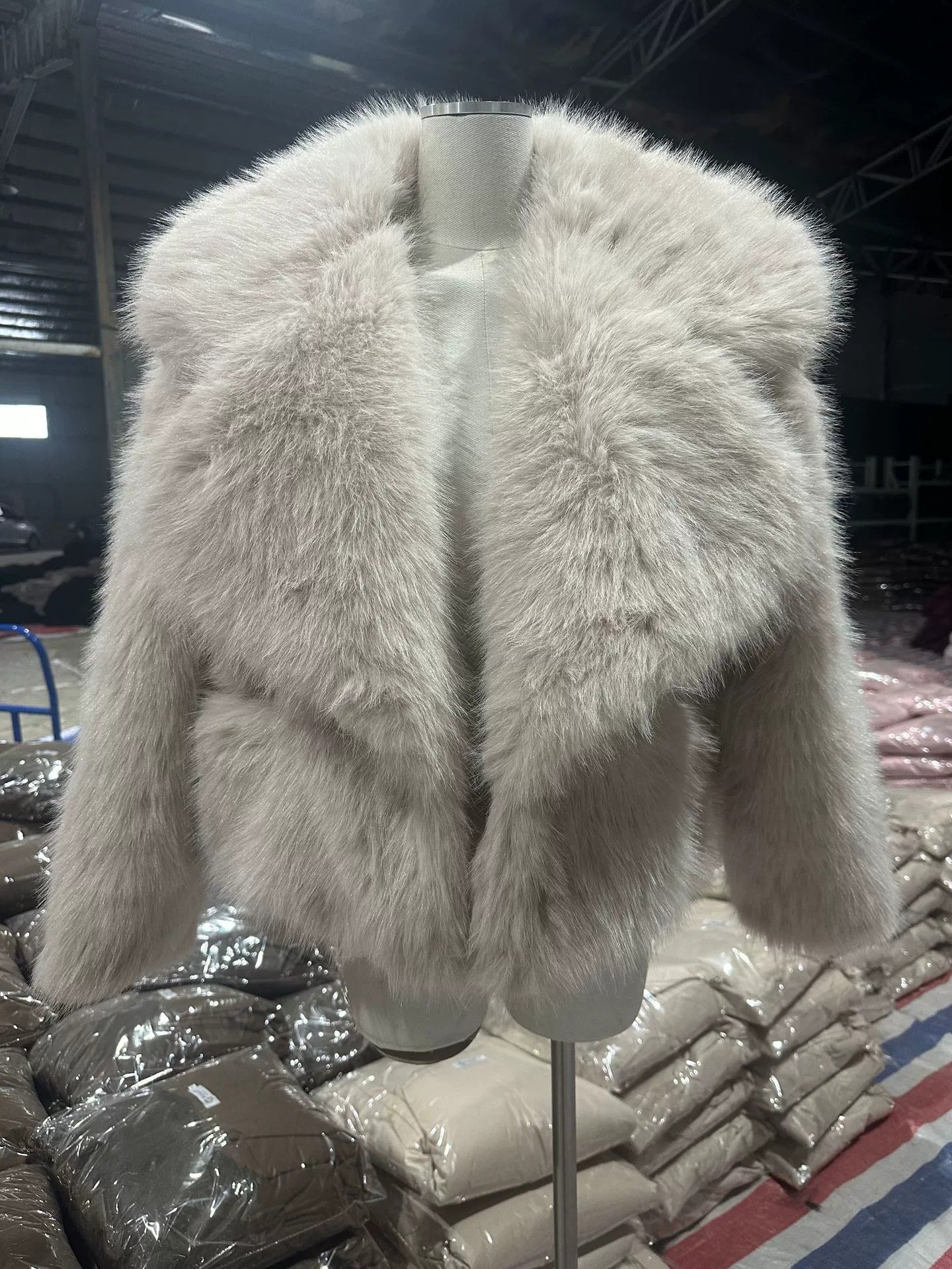 imitation fox fur short fur coat