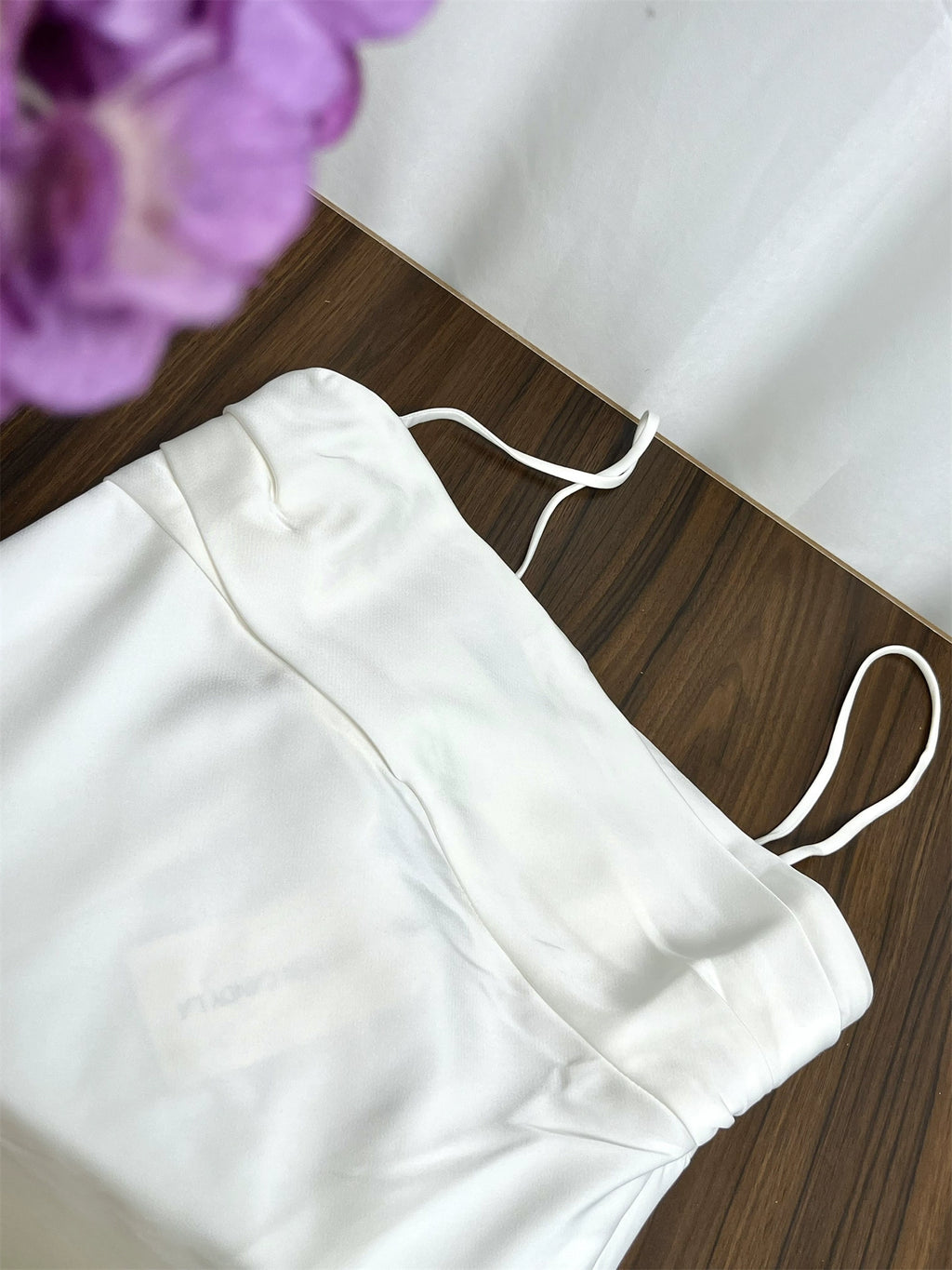 white chest pleated camisole mini dress