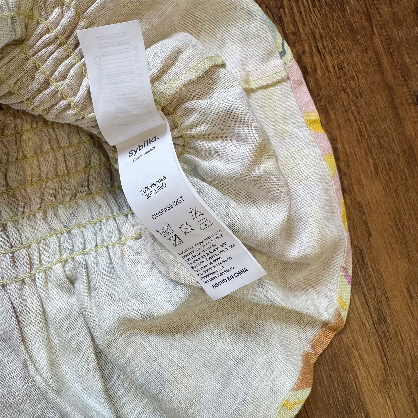 diamond plaid floral pleated elastic hip hugging linen skirt