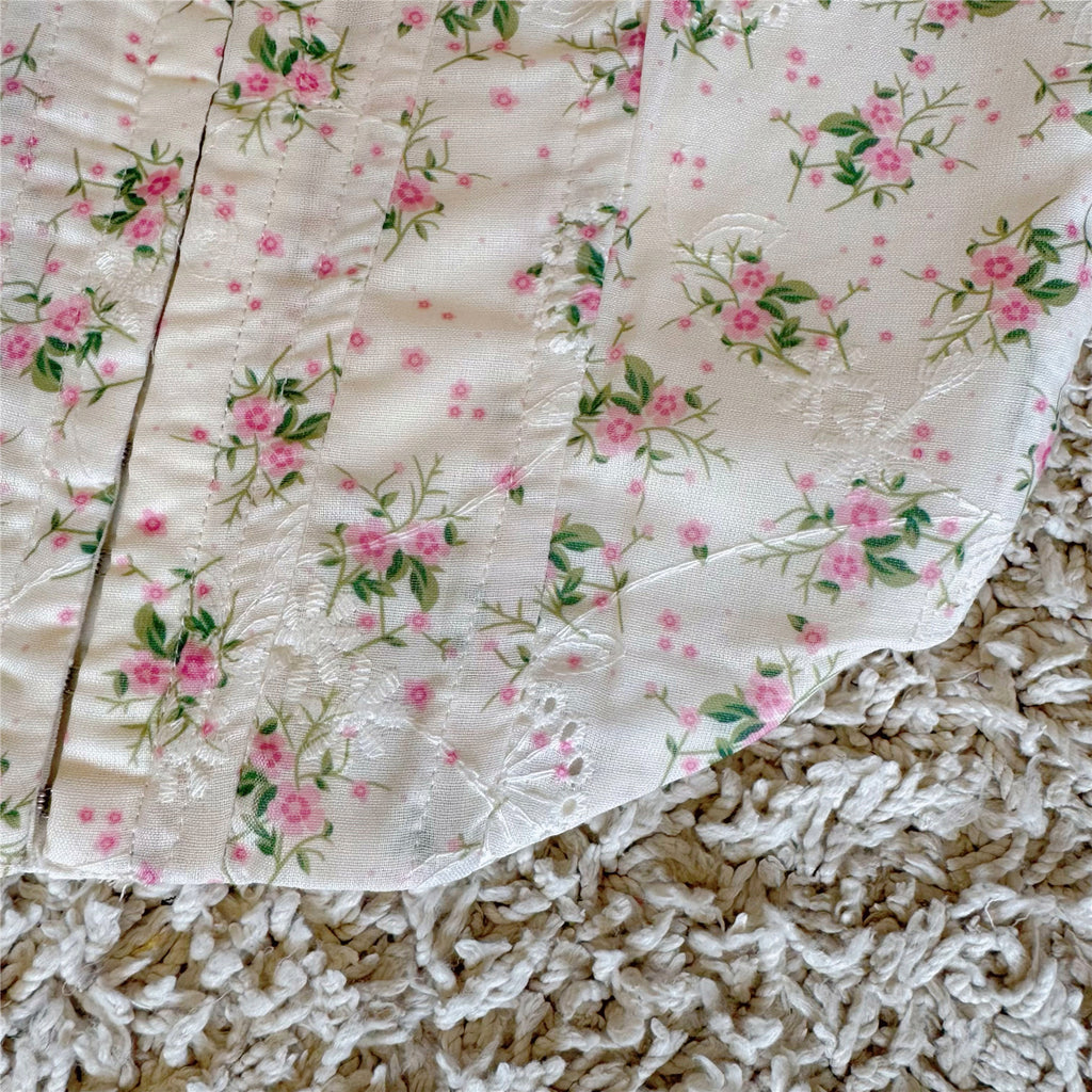 floral embroidery hook lace slim high-waisted cropped suspenders