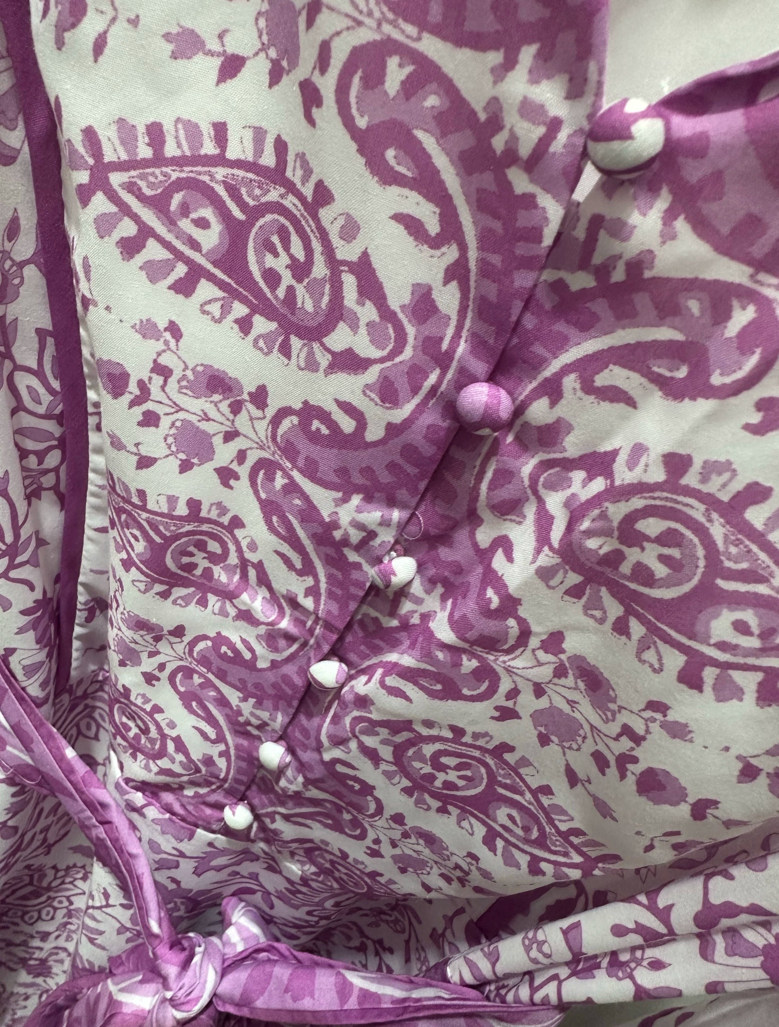 purple floral print midi dress