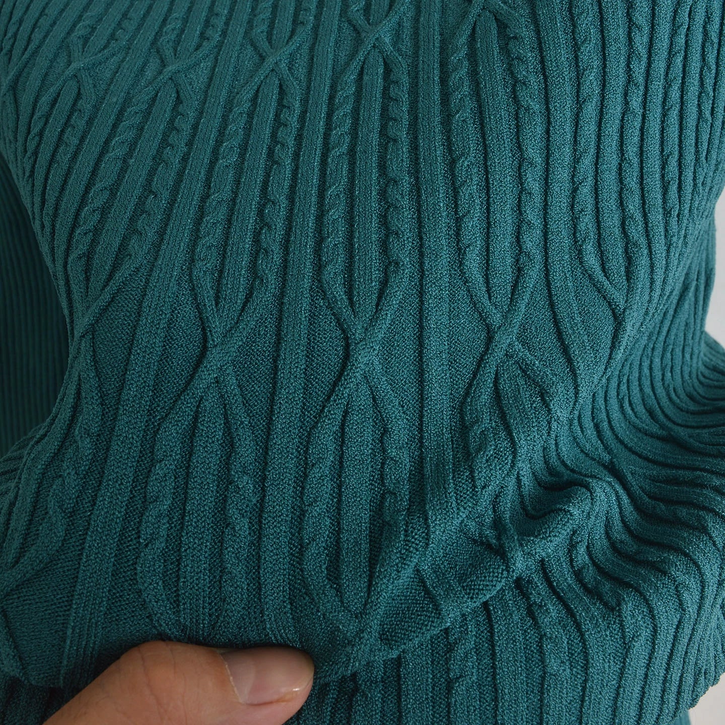 green thread knitted midi dresses