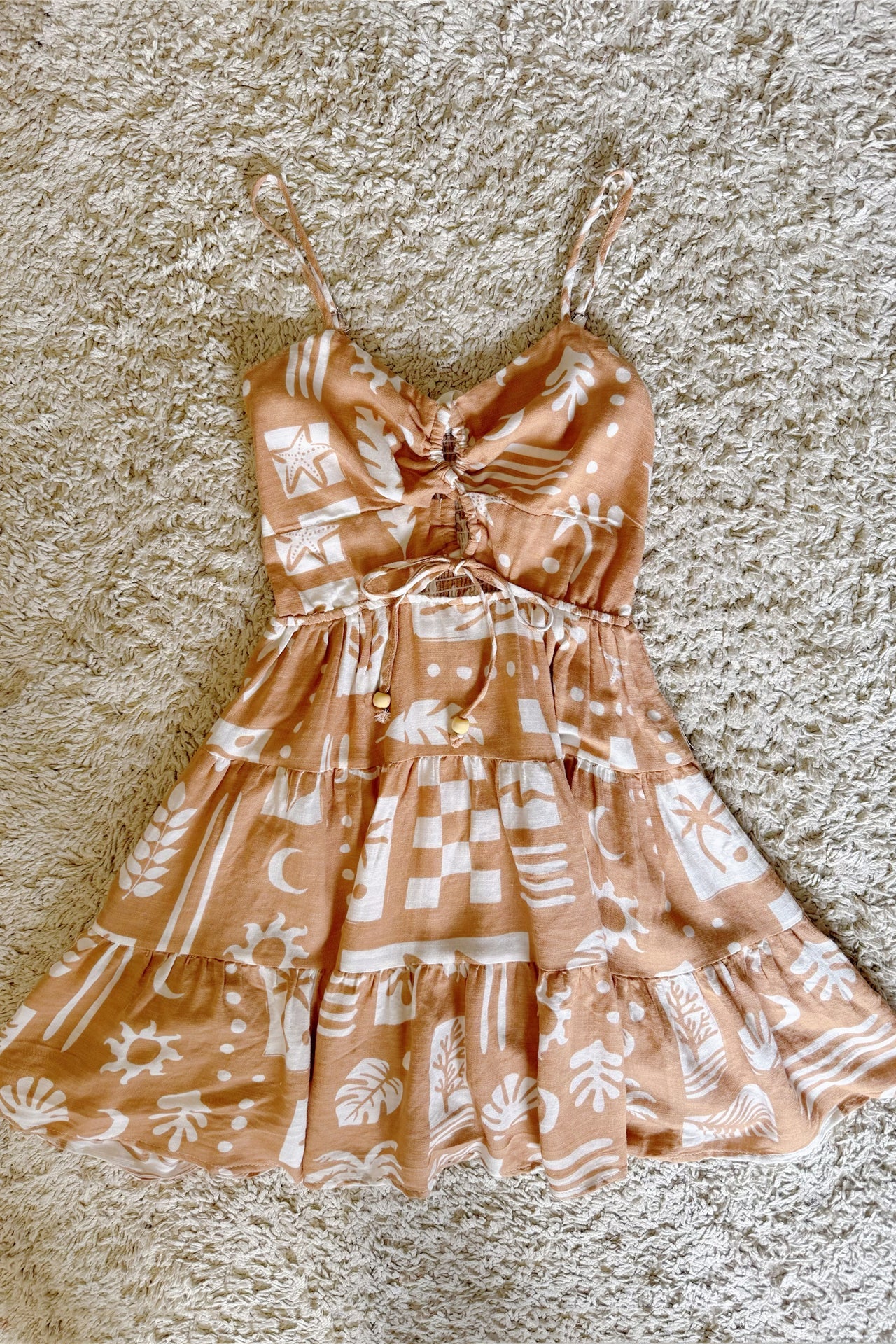 cut-out beaded lace-up yarn slip dress